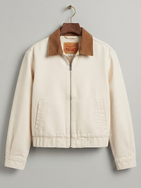 Levi's Jackets & Blazers - Levi's Cream Zip-Front Jacket with Brown Corduroy Collar